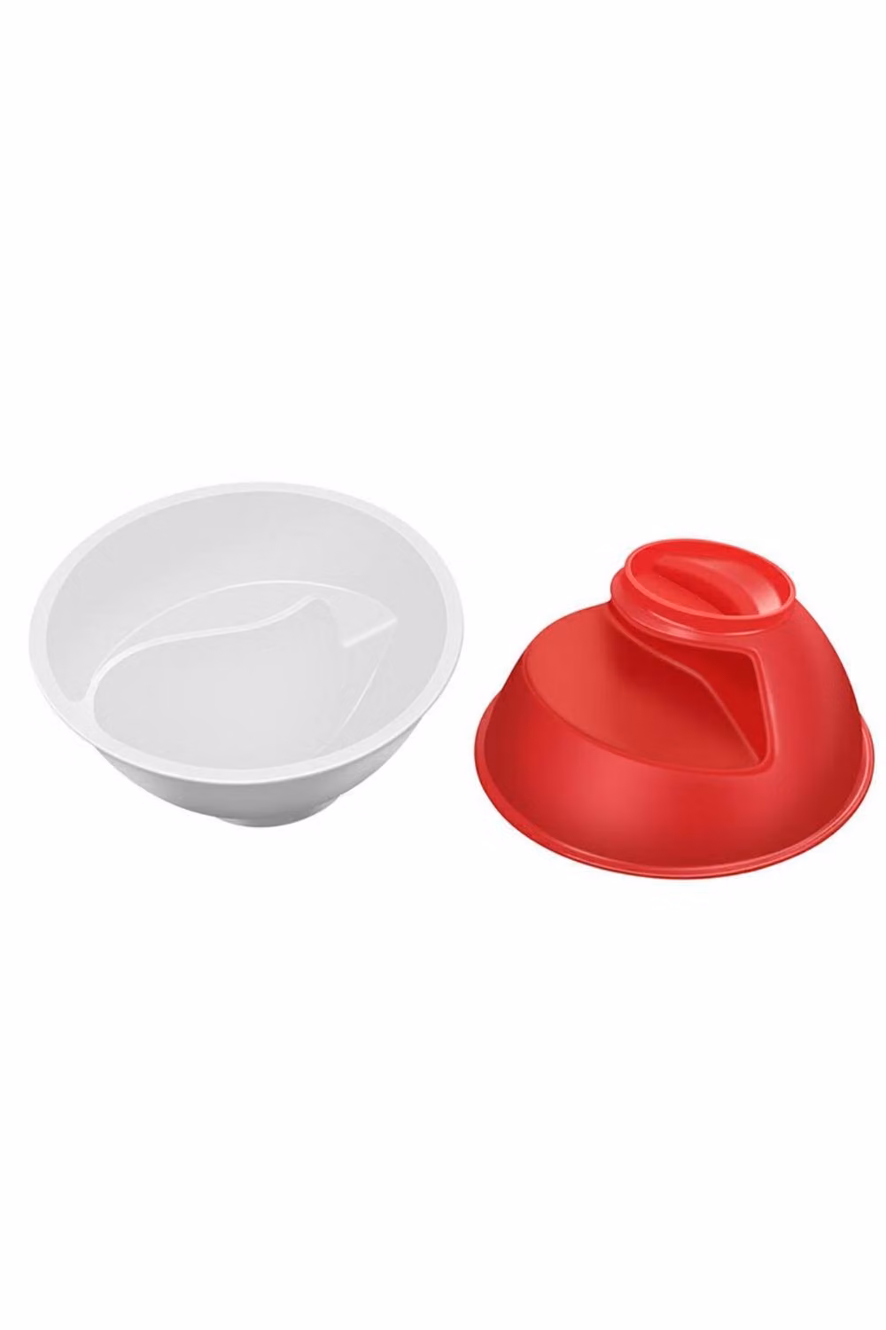 KDMD 2 Pack Creative Spiral Slide Cereal Bowls in Red and White Plastic – 2