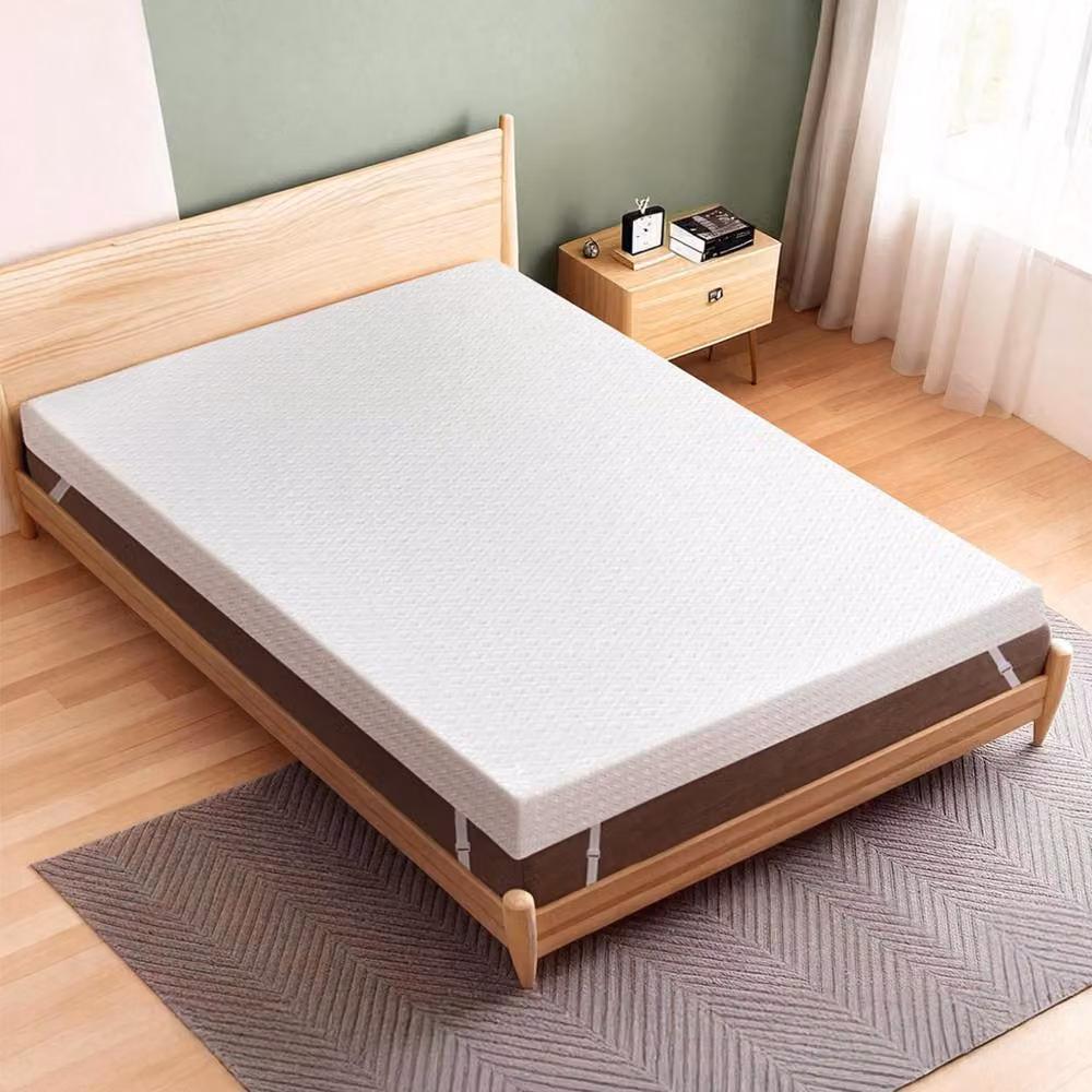 Lavio Double Cooling Gel Memory Foam Mattress Topper with Washable Non-Slip Cover in White – 2