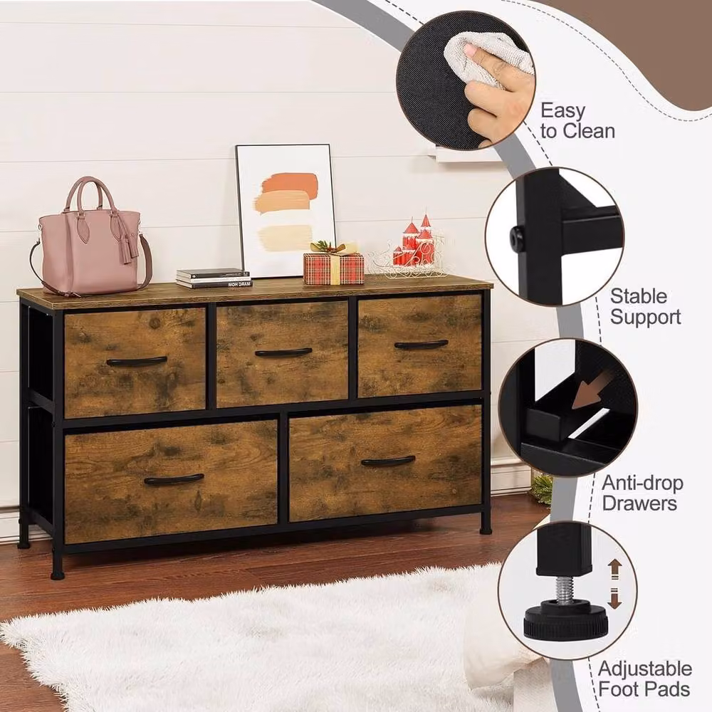 NESTLUNE 5 Drawer Chest of Drawers in Brown – 5