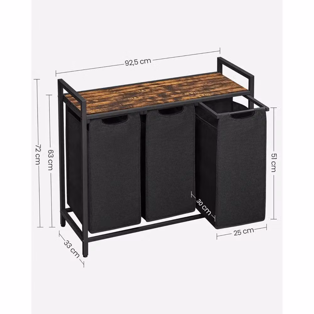 KORVIXA Black Fabric Laundry Basket with Removable Bag, Height: 100 cm – 2