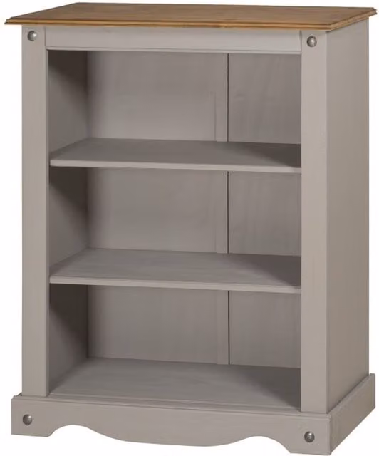 Mercers Furniture Corona Small Grey Waxed Pine Bookcase, H 100 cm x W 82 cm x D 29 cm – 1