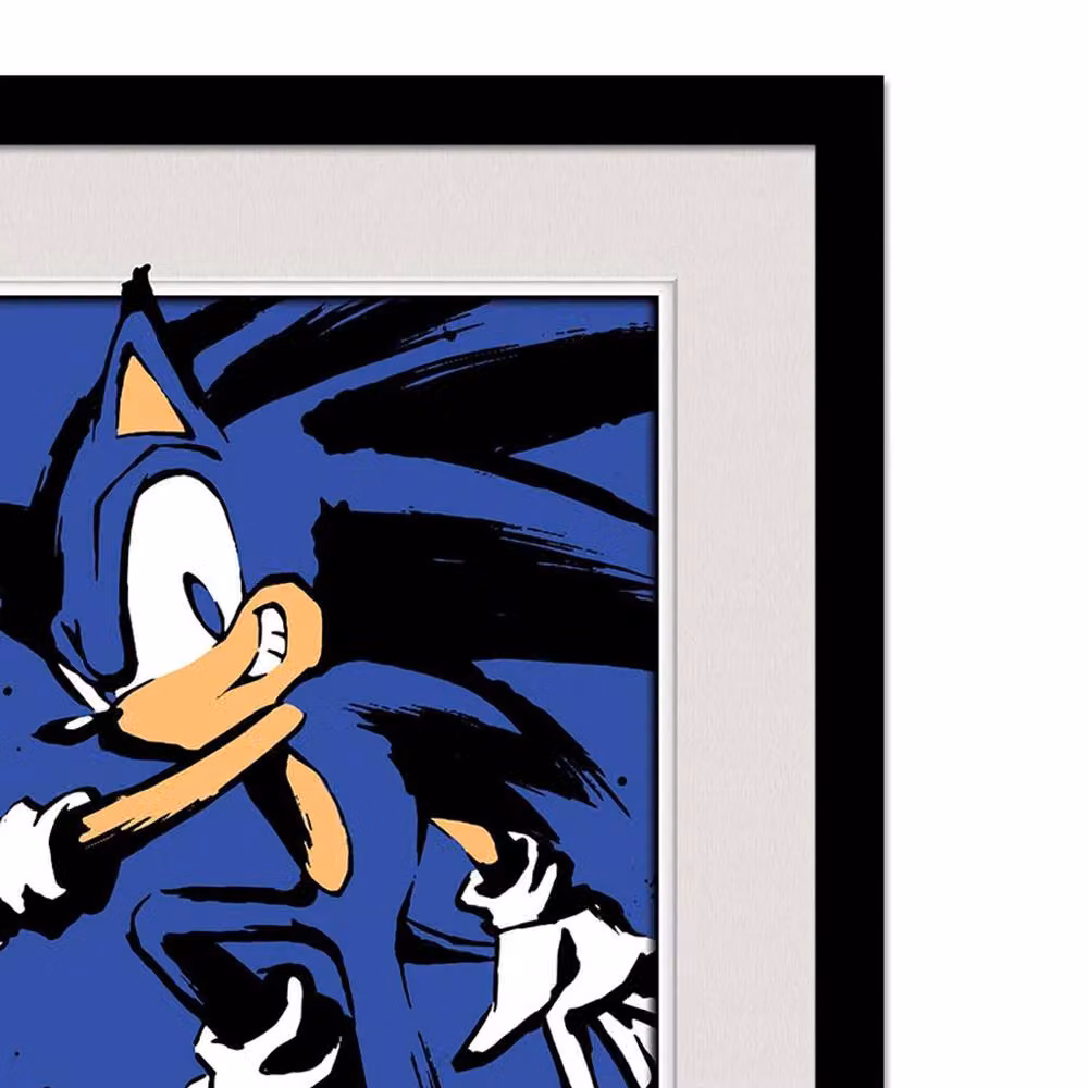Sonic the Hedgehog Splattered Framed Paper Poster in Blue – 2