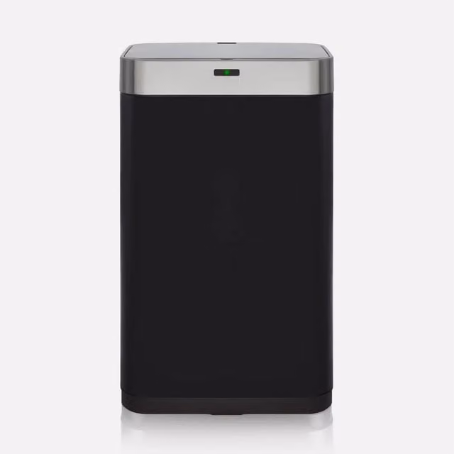 Tower Square Sensor Bin, 75L, Black Stainless Steel with Soft Close Opening