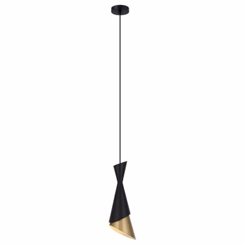 Netlighting Modern Hanging Pendant Light in Black and Gold/Brass with E27 Bulb Holder