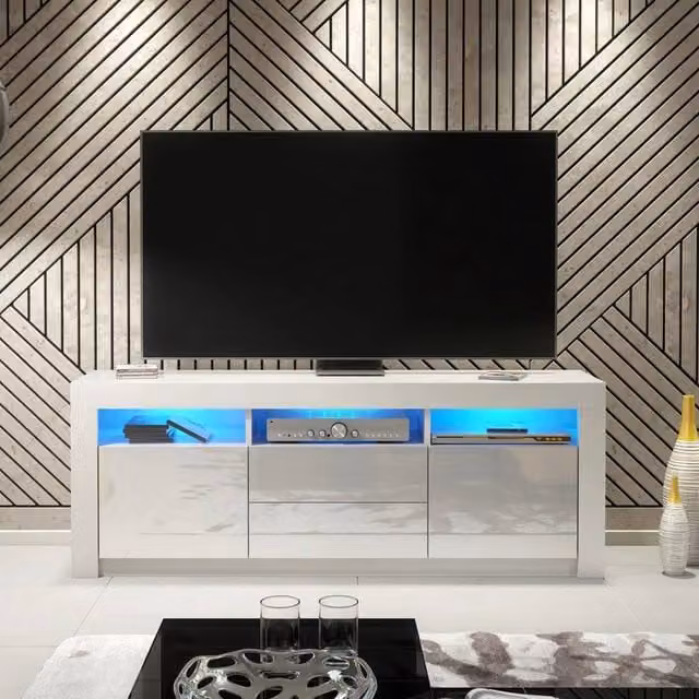 PAWNORA White Matt and High Gloss TV Unit – 1