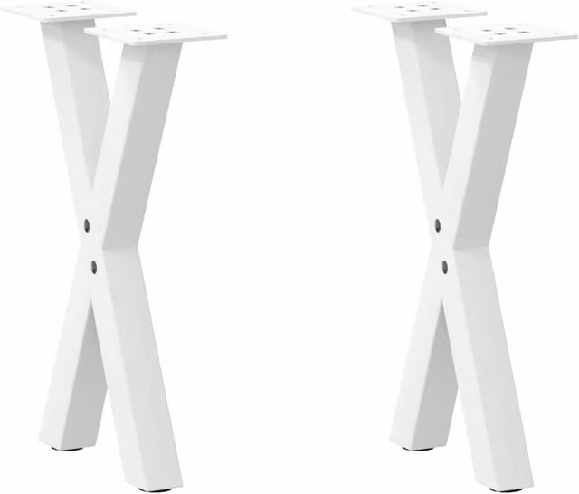 Berkfield Home X-Shaped Steel Coffee Table Legs, 2 Pieces, White, W: 28 cm, H: 42-43 cm