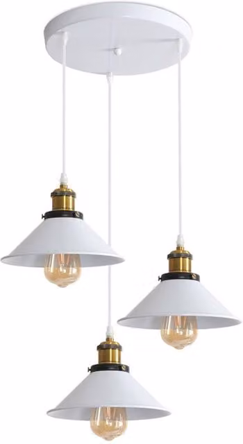 COMELY Industrial 3-in-1 Vintage Edison Style Pendant Lamp in White