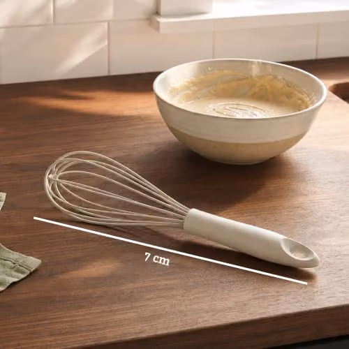 Premier Housewares Natural Stone Silicone Whisk in Beige and White, Heat Resistant and Non-Scratch with Hanging Loop – 2