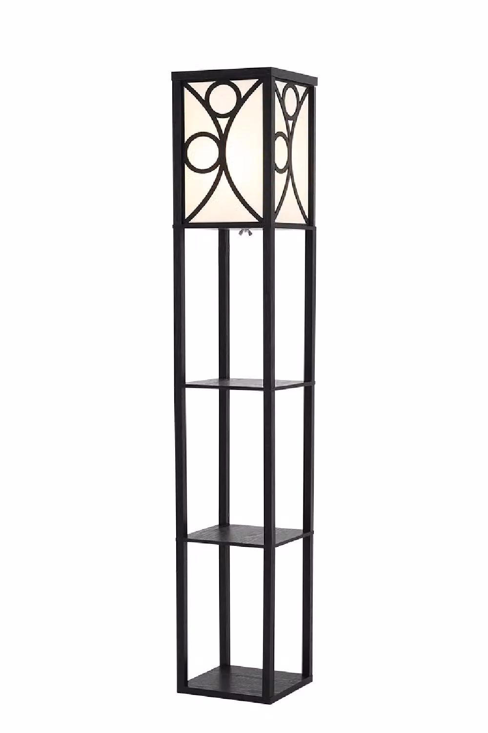 Living and Home Modern Vintage Wooden Shelf Floor Lamp in Black and Multicolour – 2