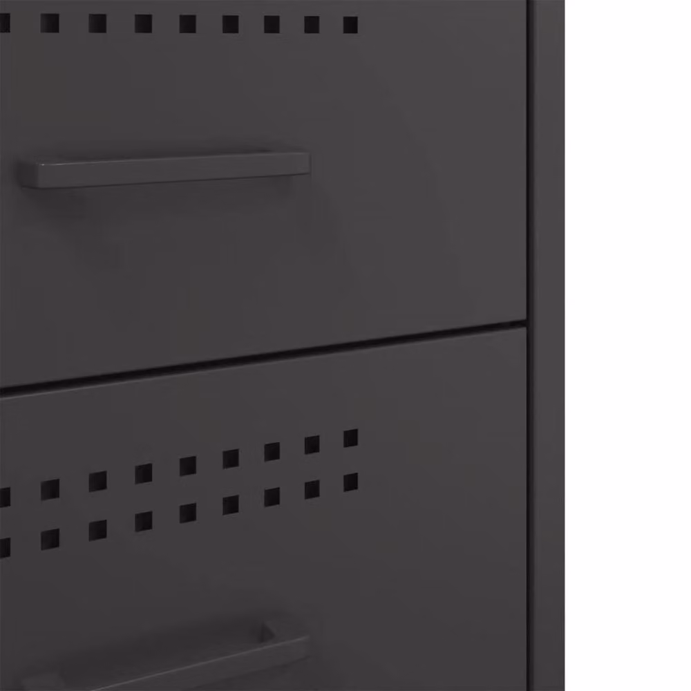 Berkfield Home Set of 2 Black Metal Bedside Cabinets, W/D/H: 36 x 39 x 68 cm – 4
