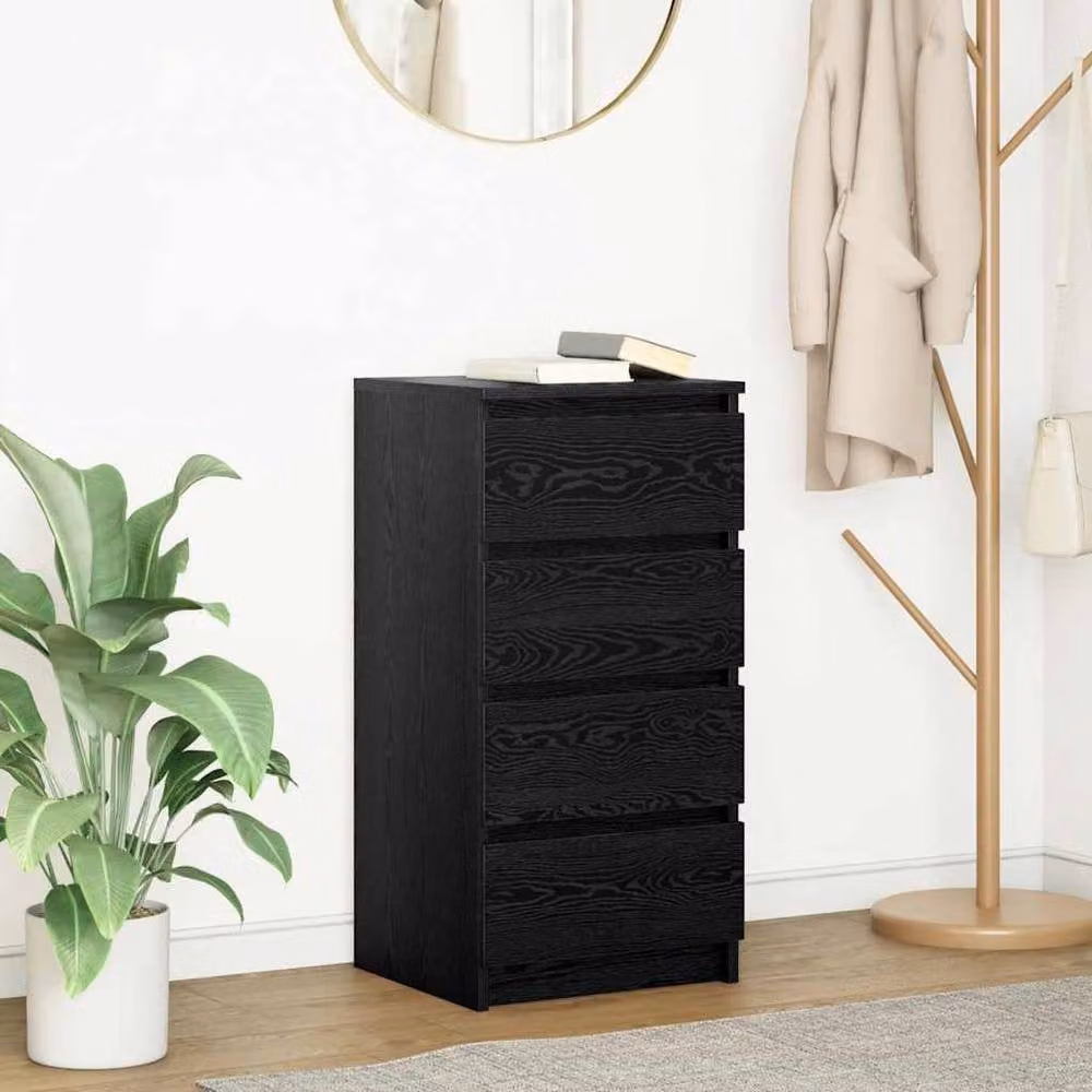 Berkfield Home Modern Black Oak Sideboard, W/D/H: 37.5 x 35 x 76 cm – 1