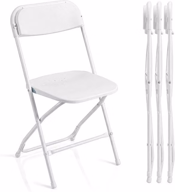 KORVIXA 4-piece Set of White Foldable PP Portable Seating Chairs