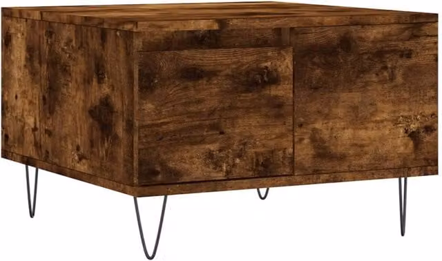 Berkfield Home Modern Square Coffee Table in Smoked Oak Brown, W/D/H: 55 x 55 x 36.5 cm – 1