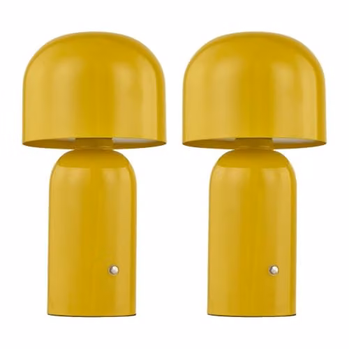 First Choice Lighting Christina Yellow LED Rechargeable Touch Table Lamps Twin Pack – 1