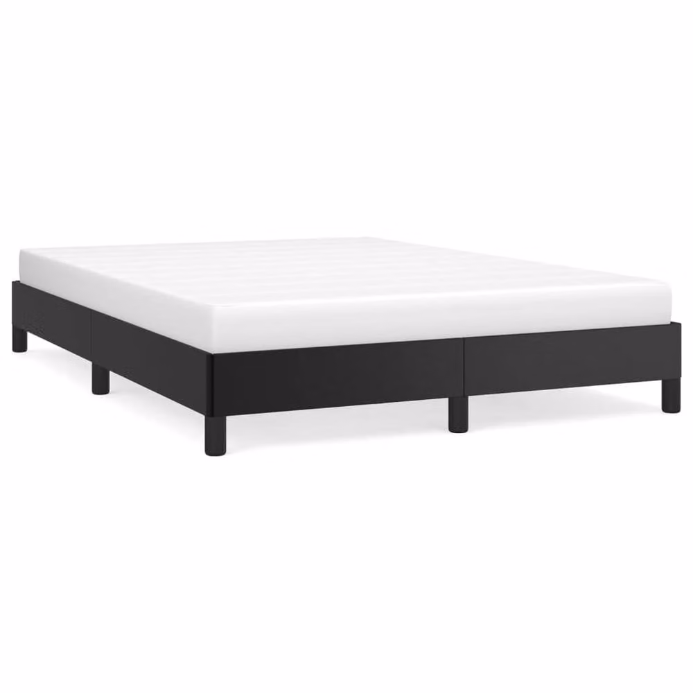 Berkfield Home Upholstered Double Bed Frame in Black Faux Leather W: 135 cm, L: 190 cm – 2