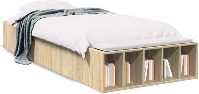 Berkfield Home Sonoma Oak Bed Frame in Brown, W/D/H: 100 x 200 cm