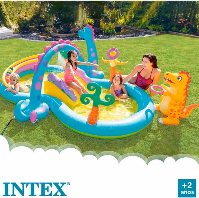 Intex Inflatable Dinosaur Play Centre for Children, Red and Multicolour