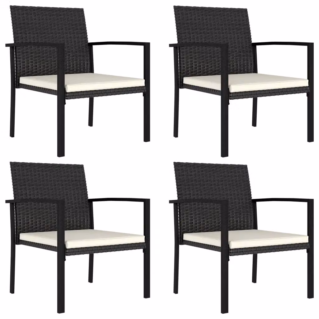 Berkfield Home 5 Piece Poly Rattan Outdoor Dining Set in Black – 3
