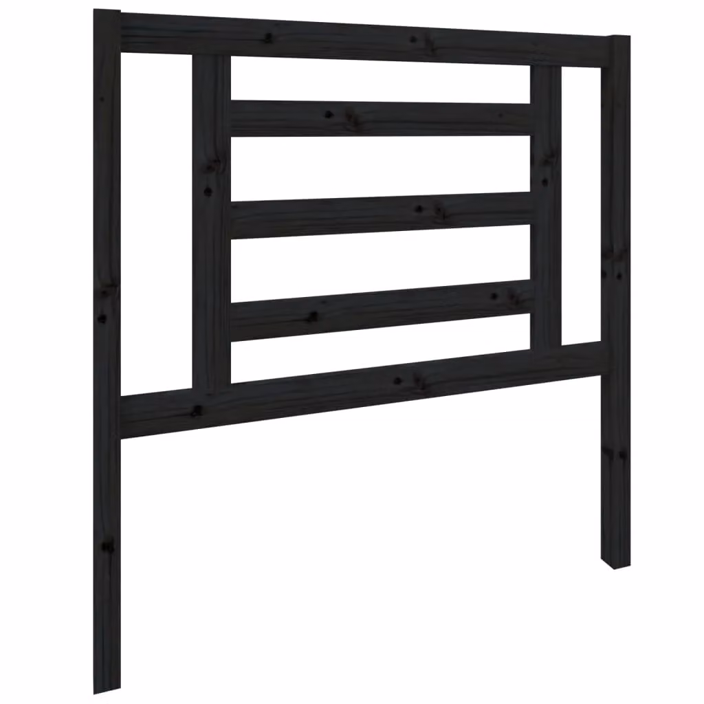 Berkfield Home Black Rustic Solid Pine Wood Bed Headboard W/D/H: 96 x 4 x 100 cm – 2