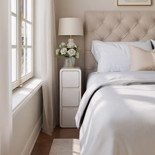 YQJJGL White Solid Wood 3-Tier Slim Nightstand with Drawers, W/D/H: 20 x 20 x 60 cm – 1