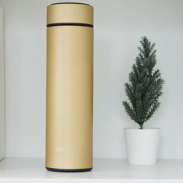 Gr8 Home Rose Gold Vacuum Flask Water Bottle with Temperature Display, 500ml