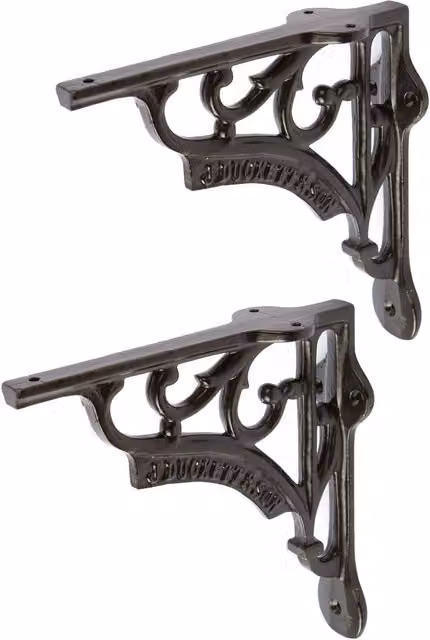 Hammer and Tongs Ornate Matt Black Iron Shelf Bracket, Pack of 2, Depth: 150 mm – 7