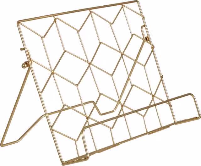 Orsina Vertex Contour Freestanding Metal Cookbook Stand in Gold