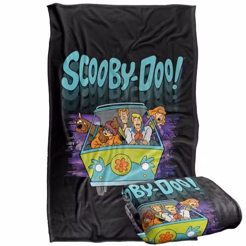 LOGOVISION Scooby Doo Frightened Driving Super Soft Fleece Throw Blanket, Multicolour, W: 91.44 cm x D: 91.44 cm x H: 147 cm – 1