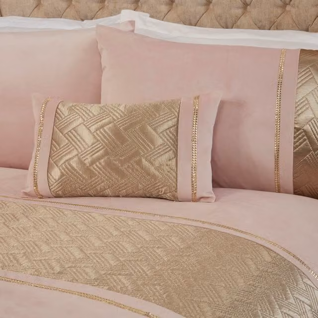 Rapport Home Capri Boudoir Velvet Cushion in Blush Pink