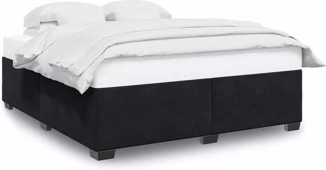 Berkfield Home Super King Upholstered Velvet Bed Frame in Black, W: 200 cm x D: 180 cm