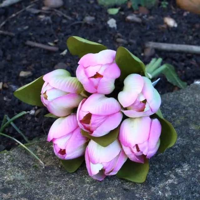 Kingsbury Gifts Pink Artificial Silk Tulip Bunch, Height: 29 cm