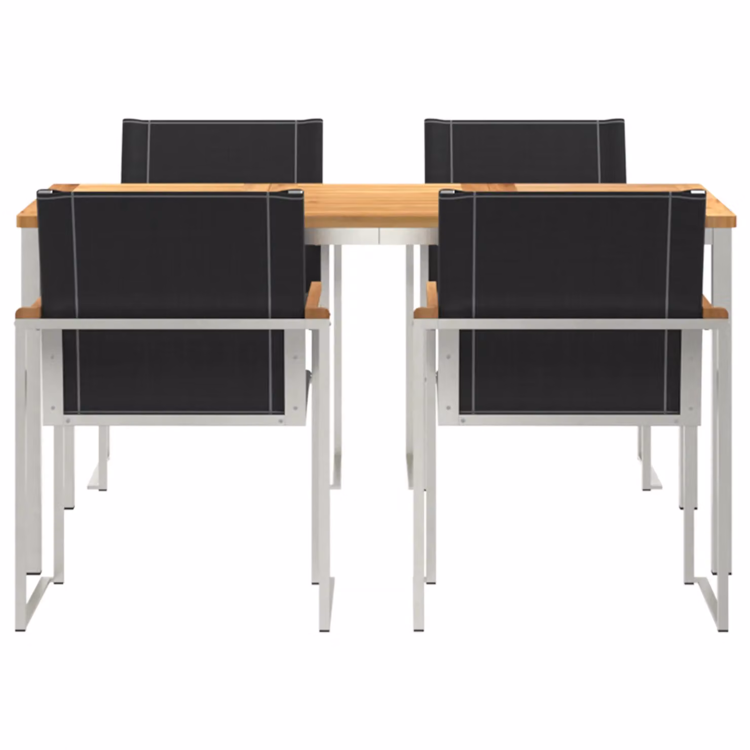 Berkfield Home 5 Piece Modern Garden Dining Set in Brown Solid Acacia Wood and Steel – 4