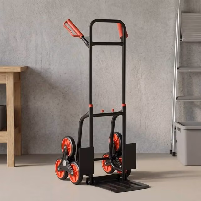 STILVORA Folding Steel Sack Truck with Dual Three-Wheel Design in Black