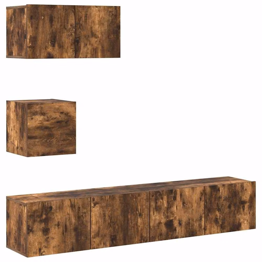 Berkfield Home Modern 4 Piece Smoked Oak TV Cabinet Set in Brown – 2