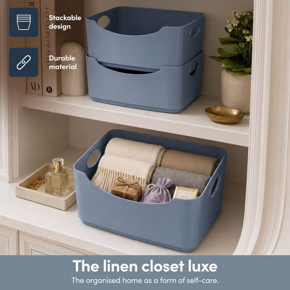Keplin 5 Pack Plastic Storage Baskets with Handles in Blue, W: 22.3 cm, D: 14.8 cm, H: 10 cm – 3