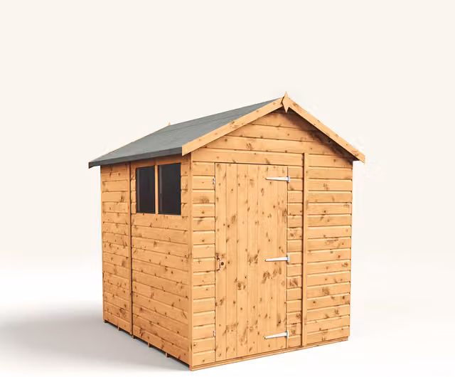 Empire Sheds Empire 6x6 Modular Apex Garden Shed in Brown with Single Door and Windows