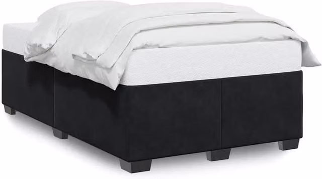 Berkfield Home Double Velvet Upholstered Bed Frame in Black, W: 140 cm, L: 200 cm