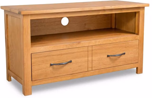 Berkfield Home Rustic Solid Oak TV Cabinet in Brown, W/D/H: 90 x 35 x 48 cm – 1