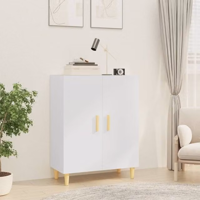 Berkfield Home White Classic Sideboard in Matt Engineered Wood W/D/H: 70 x 34 x 90 cm