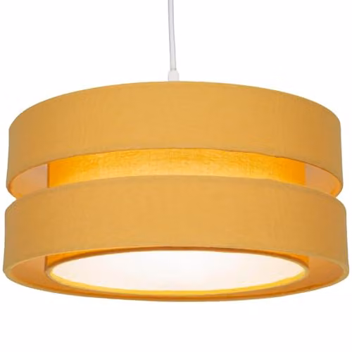 Happy Homewares Contemporary Triple Tier Linen Fabric Ceiling Pendant Light Shade in Yellow, Diameter: 35 cm – 1