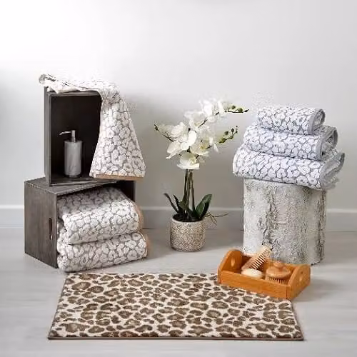 Allure Bath Fashions Leopard Print Cotton Bath Towel in Beige and Sand, W: 70 cm, L: 125 cm – 2