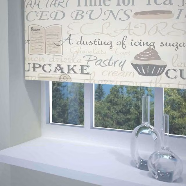 Terrys Transparent Graphic Corded Roller Blind in Beige