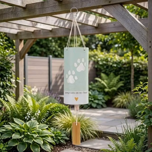 Garden Greatness Playful Paw Prints Hanging Wind Chime in Multicolour – 1