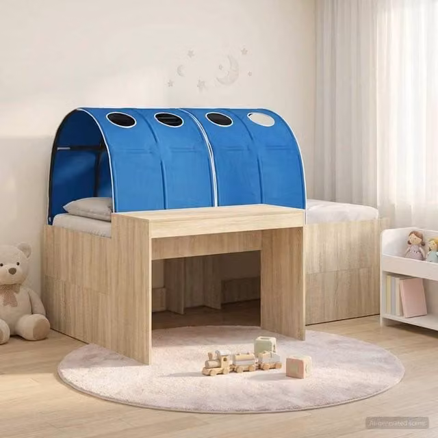 Berkfield Home 3-Piece Bed with Tunnel in Sonoma Oak and Blue Engineered Wood – 1