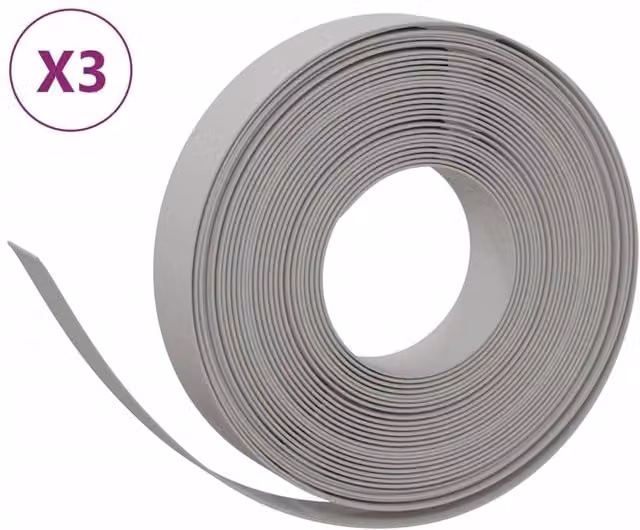 Berkfield Home Garden Edgings, 3 Pieces, Grey Polyethylene – 1