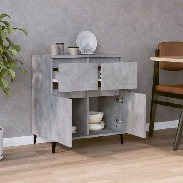 Berkfield Home Sideboard in Concrete Grey, W: 60 cm, D: 35 cm, H: 70 cm