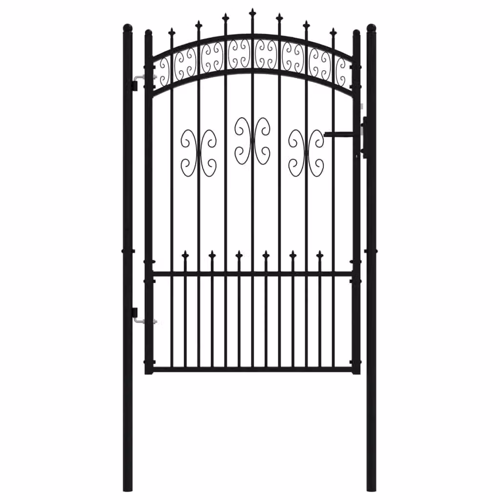 Berkfield Home Spear Top Fence Gate, Black Powder-coated Steel, W: 103 cm, H: 200 cm – 2