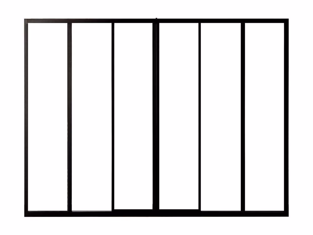 Vente-unique Ravena Industrial Sliding Glass Partition, Black Powder-Coated Aluminium, W: 180 cm, H: 105 cm – 2