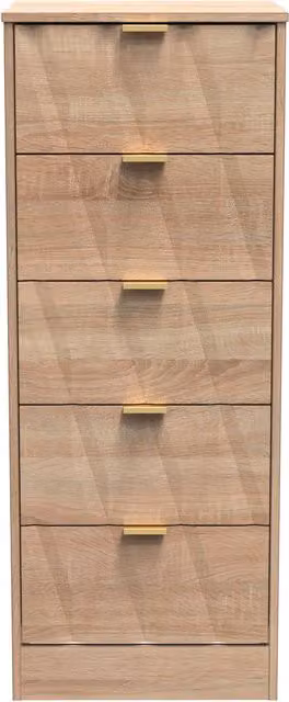 Ready Assembled 2 U Washington 5 Drawer Tall Bedside in Light Oak – 1