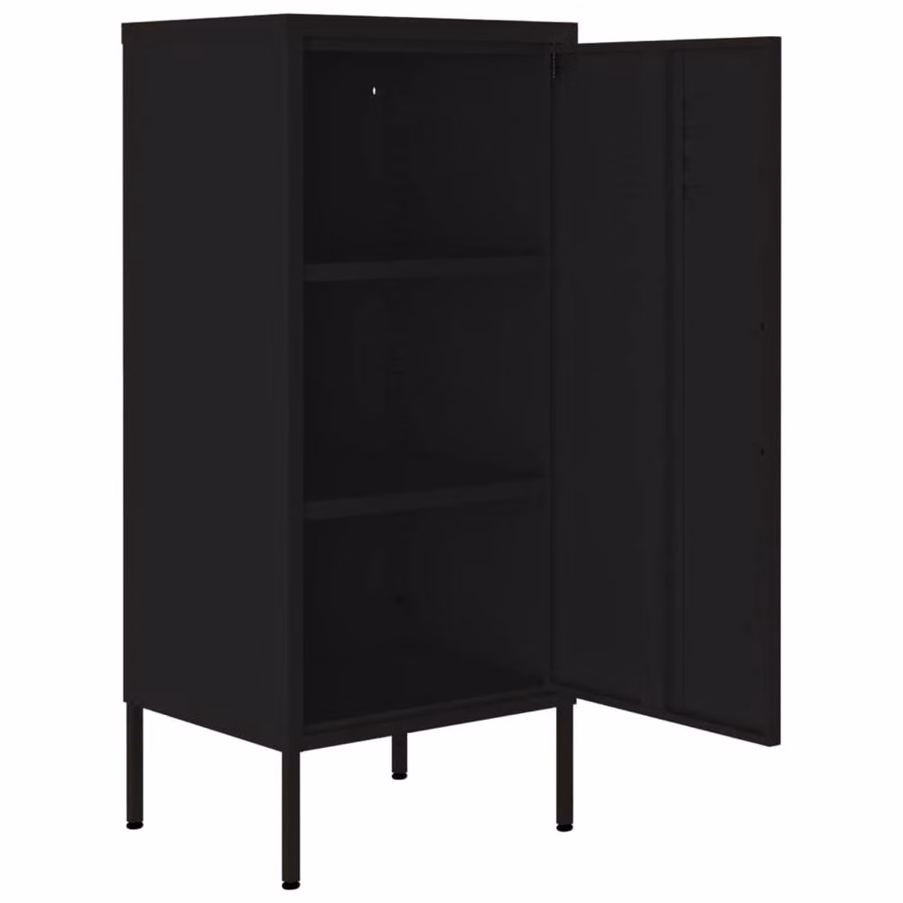 Berkfield Black Metal Freestanding Home Storage Cabinet with Hinged Doors W/D/H: 42.5 x 35.0 x 101.5 cm – 4